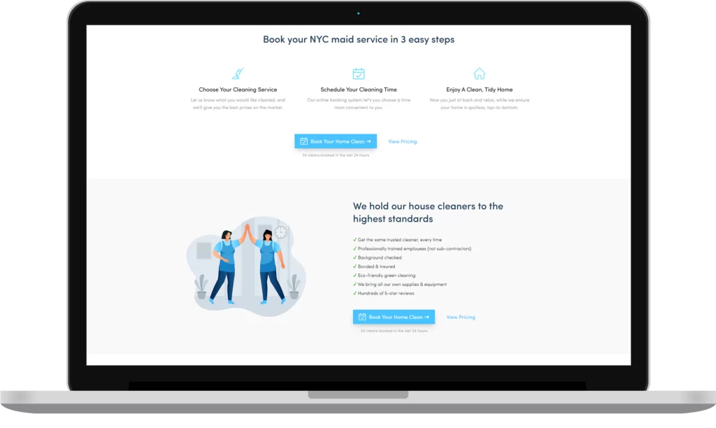 house cleaning company web development