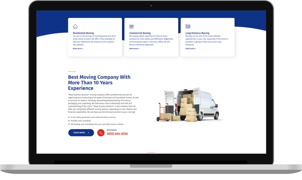 moving company website development cost