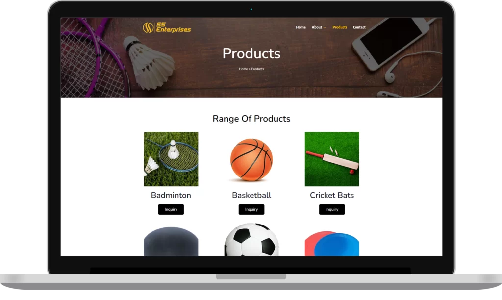 sports stationary item wholesaler website development