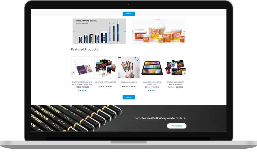 stationery shopping website design development