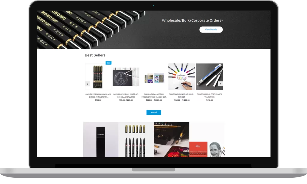 stationery shopping website development